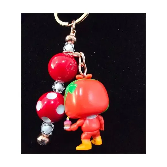 Handmade Beaded Keychain With Reworked Mini Figure - Picture 9 of 10